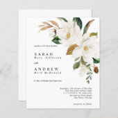 Papier BUDGET Fleurs blanches et Faire-part de mariage de (Devant / Derrière)