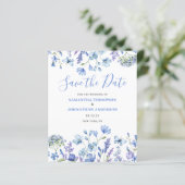 Papier Budget Fleurs Bleues Save The Date (Debout devant)
