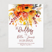 Papier Budget Fleurs d'automne Faire-part de mariage de f (Devant)