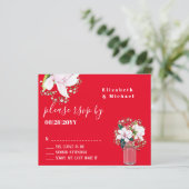 Papier BUDGET Fleurs de Magnolias roses rouges RSVP de ma (Debout devant)