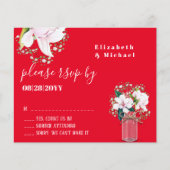 Papier BUDGET Fleurs de Magnolias roses rouges RSVP de ma (Devant)