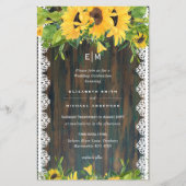 Papier BUDGET Fleurs de soleil en bois rustique Mariage d (Devant)