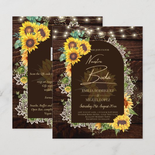 Papier BUDGET Fleurs de soleil lumières dentelle mariage  (Devant / Derrière)