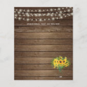 Papier BUDGET Fleurs de soleil rustiques Mariage de bois  (Dos)