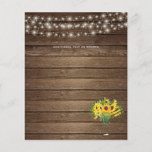 Papier BUDGET Fleurs de soleil rustiques Mariage de bois  (Dos)