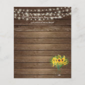 Papier BUDGET Fleurs de soleil rustiques Mariage de bois  (Dos)