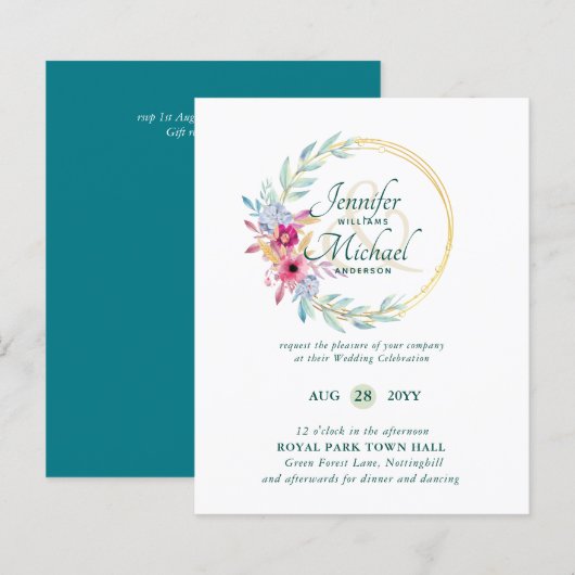 Papier BUDGET Fleurs d'été Invitations de mariage (Devant / Derrière)