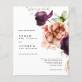 Papier Budget Fleurs Magenta Faire-part de mariage modern (Devant)