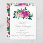 Papier Budget Fleurs Magenta Invitation à la douche nupti (Devant / Derrière)