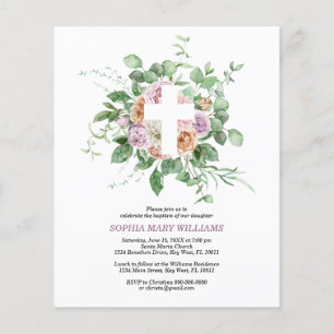 Papier Budget Fleurs romantiques et invitation au baptême