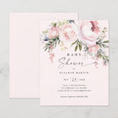 Papier Budget Fleurs roses Invitation Baby shower de jard (Devant / Derrière)