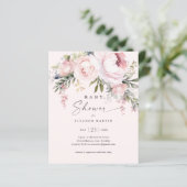 Papier Budget Fleurs roses Invitation Baby shower de jard (Debout devant)