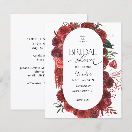 Papier Budget Fleurs Rouges Baby Shower (Devant / Derrière)