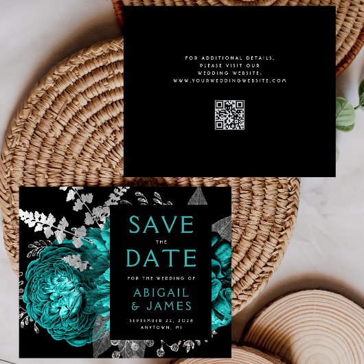 Papier Budget Fleurs Sarcelle Argent Code QR Enregistrez 