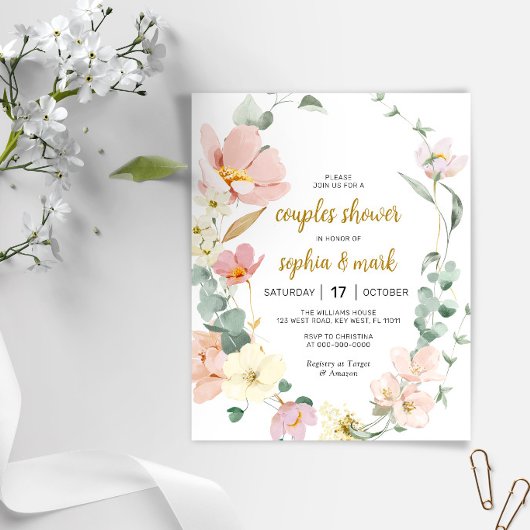 Papier Budget Fleurs sauvages Couples Douche Invitation