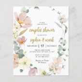 Papier Budget Fleurs sauvages Couples Douche Invitation (Devant)