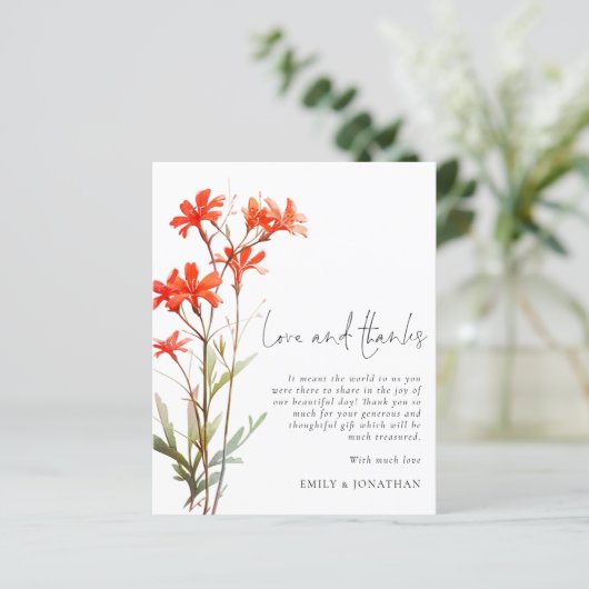 Papier BUDGET Fleurs sauvages rouges 3 photo Mariage QR M (Debout devant)