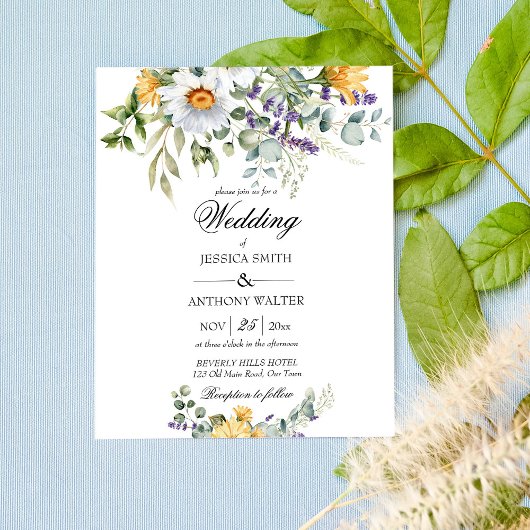 Papier Budget fleurs sauvages verdure fleurie invitation