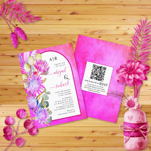 Papier BUDGET Fleurs séchées QR magenta faire-part de mar