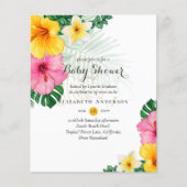Papier BUDGET Fleurs tropicales Baby shower Invitation (Devant)