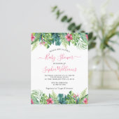 Papier Budget Fleurs tropicales Invitation Baby shower (Debout devant)