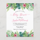 Papier Budget Fleurs tropicales Invitation Baby shower (Devant)