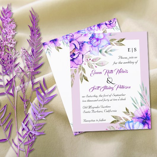 Papier BUDGET fleurs violettes faire-part de mariage fleu