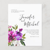 Papier BUDGET Fleurs violettes Faire-part de mariage mini (Devant)