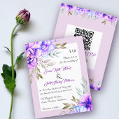 Papier BUDGET fleurs violettes QR code faire-part de mari