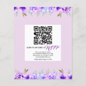 Papier BUDGET fleurs violettes QR code faire-part de mari (Dos)