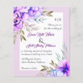 Papier BUDGET fleurs violettes QR code faire-part de mari (Devant)