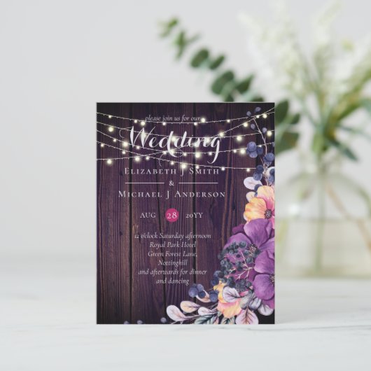 Papier BUDGET Fleurs violettes rustiques Orange Mariage I (Debout devant)