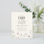 Papier Budget Floral 100e anniversaire Invitation (Debout devant)
