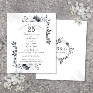 Papier Budget Floral 25e anniversaire Mariage Invitation