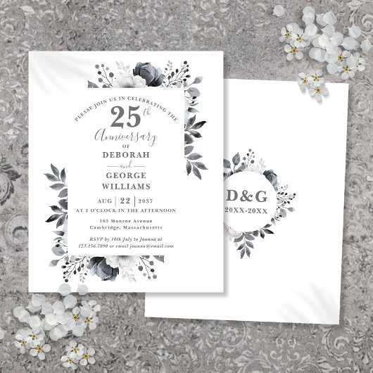 Papier Budget Floral 25e anniversaire Mariage Invitation