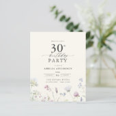 Papier Budget Floral 30e anniversaire Invitation (Debout devant)