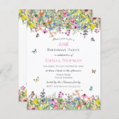 Papier Budget Floral 40e Anniversaire Fête Invitation (Devant / Derrière)