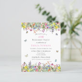 Papier Budget Floral 40e Anniversaire Fête Invitation (Debout devant)