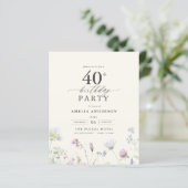 Papier Budget Floral 40e anniversaire Invitation (Debout devant)