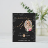 Papier Budget Floral 40e anniversaire Invitation (Debout devant)