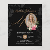 Papier Budget Floral 40e anniversaire Invitation (Devant)
