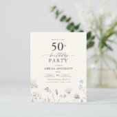 Papier Budget Floral 50e anniversaire Invitation (Debout devant)