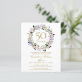 Papier Budget Floral 50e anniversaire Invitation photo (Debout devant)