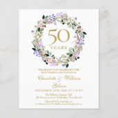 Papier Budget Floral 50e anniversaire Invitation photo (Devant)
