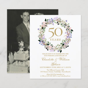 Papier Budget Floral 50e anniversaire Invitation photo