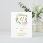 Papier Budget Floral 50e anniversaire Invitation photo (Debout devant)