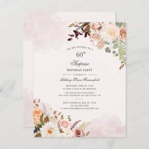 Papier Budget Floral 60e Anniversaire Fête Invitation