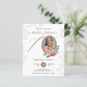 Papier Budget Floral 70e Anniversaire Fête Invitation (Debout devant)