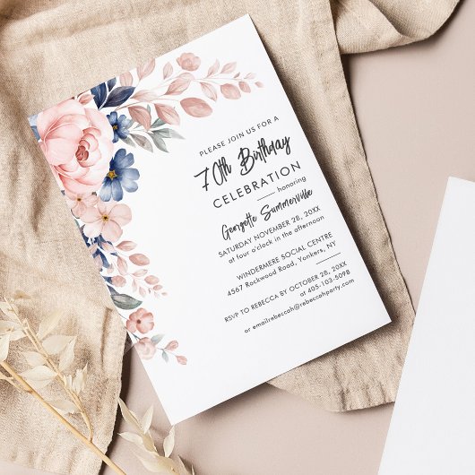 Papier Budget Floral 70e Anniversaire Fête Invitation