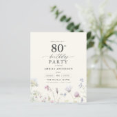 Papier Budget Floral 80e anniversaire Invitation (Debout devant)